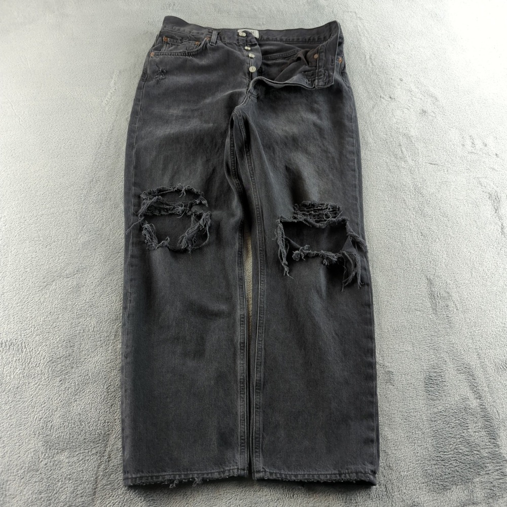 Agolde Black Distressed Ankle Crop Jeans